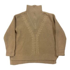 Tuckernuck Camel Quarter Zip Estella Sweater Pullover 100% Wool Sz XL